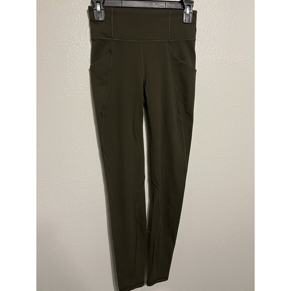 Lululemon Womens Dark Olive Time To Sweat 28” Size 4 Stretch Gym Yoga Run - Picture 1 of 5